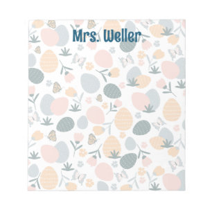 Personalisierter Frühling mit Eiern, Schmetterling Notizblock