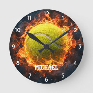 Personalisierter Fügen Sie Ihren Namen Tennisball  Runde Wanduhr