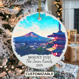 Personalisierter Fuji-Ornament, japanisches Gesche Keramik Ornament