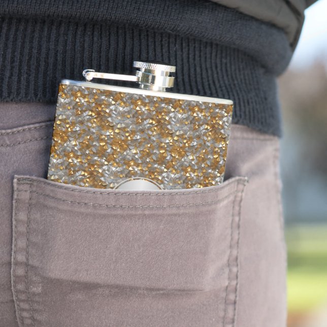 Personalisierter Funkelnd Silbergoldkolben Flachmann (Beispiel)