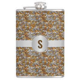 Personalisierter Funkelnd Silbergoldkolben Flachmann