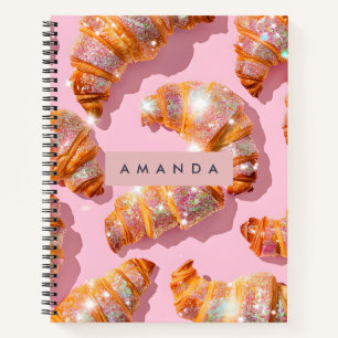 Personalisierter Funkelnde Croissant-Stil Notizbuch
