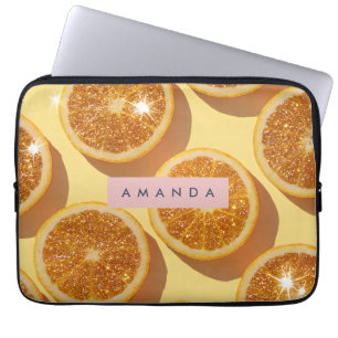 Personalisierter Funkelnde Zitrus Glitter Orange Laptopschutzhülle
