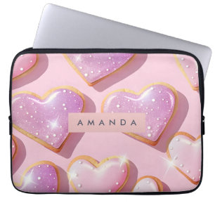 Personalisierter funkelnder Herz-Cookie-Genuss Laptopschutzhülle
