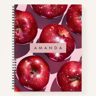 Personalisierter funkelnder roter Apfel rosa Hinte Notizbuch