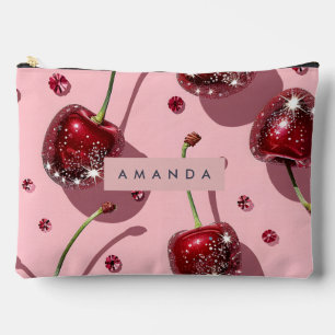Personalisierter funkelnder roter Kirsch-Glamour Zubehörtasche