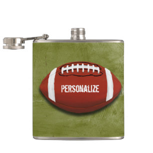 Personalisierter Funky grüner Grunge-Fußball Flachmann