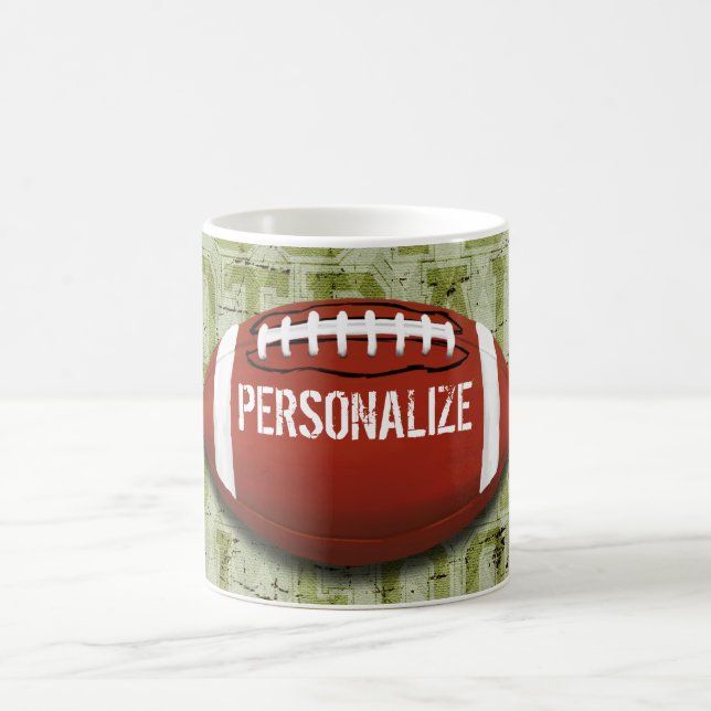 Personalisierter Funky grüner Grunge-Fußball Kaffeetasse (Mittel)