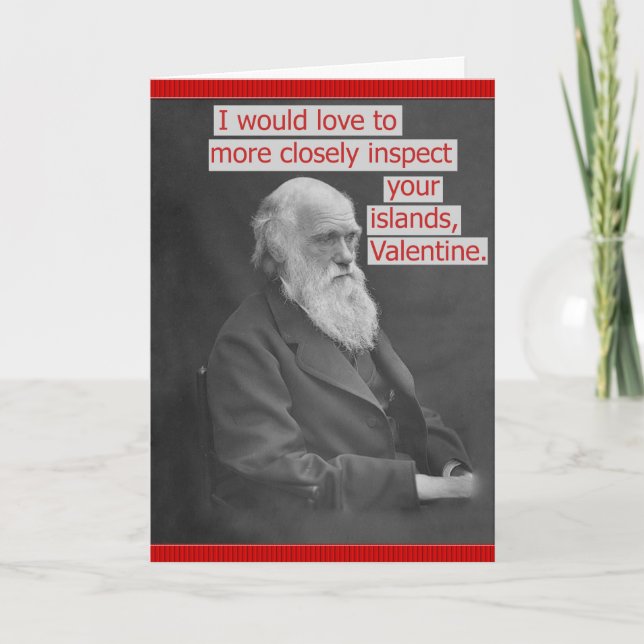 Personalisierter Funny Charles Darwin Valentinstag Feiertagskarte (Vorderseite)