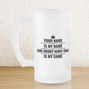 Personalisierter Funny Job und Name des Hobby Mattglas Bierglas
