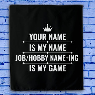 Personalisierter Funny Job und Name des Hobby Wandteppich
