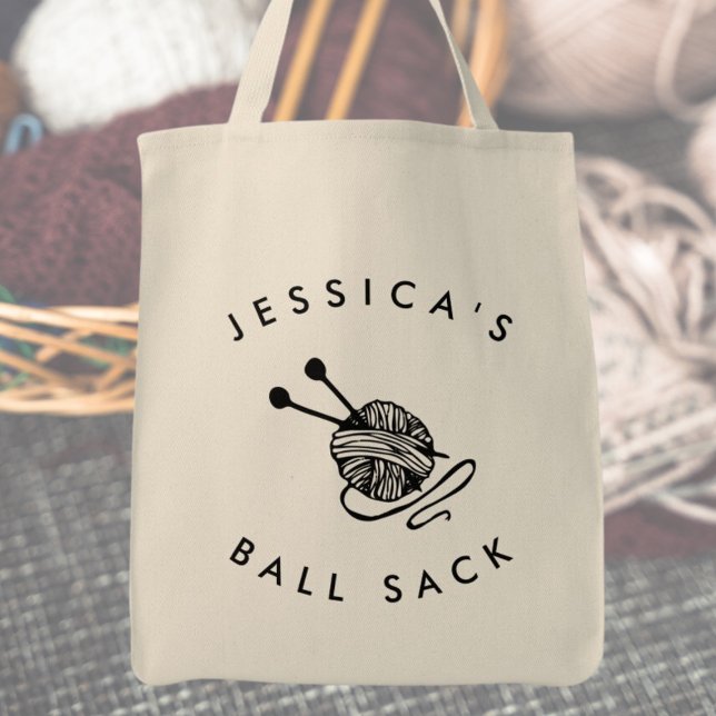 Personalisierter Funny Knitter Ball Sack Tragetasche (Personalised Funny Knitting Ball Sack Tote Bag)