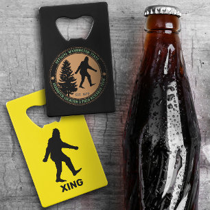 Personalisierter Funny Sasquatch Standort und Fors Geldbeutel Flaschenöffner