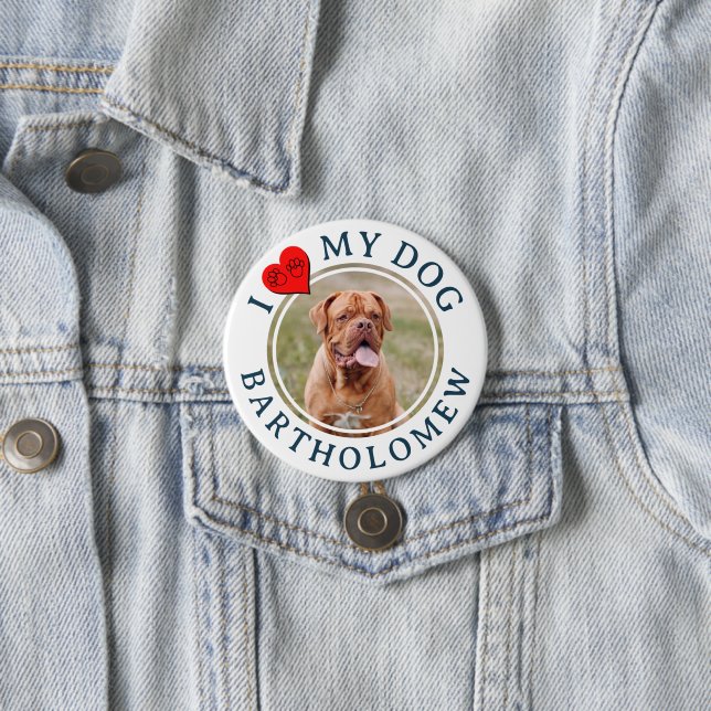 Personalisierter Furbaby ICH LIEBE MEINEN HUND  Button (Beispiel)