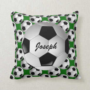 Personalisierter Fußball-Ball auf Fußball-Muster Kissen