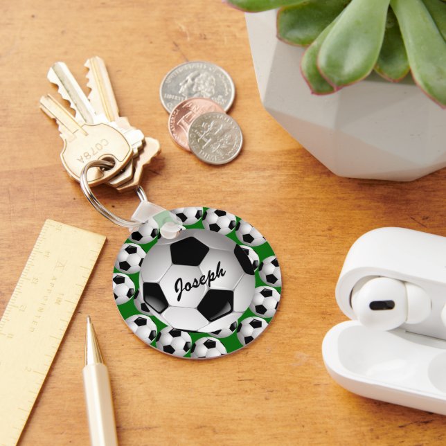 Personalisierter Fußball-Ball auf Fußball-Muster Schlüsselanhänger (Schreibtisch)