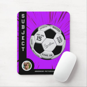 Personalisierter Fußball Bold Font Pink Meilenstei Mousepad