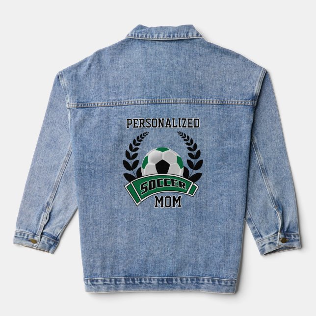 Personalisierter Fußball - Dunkelgrün Jeansjacke (Rückseite)