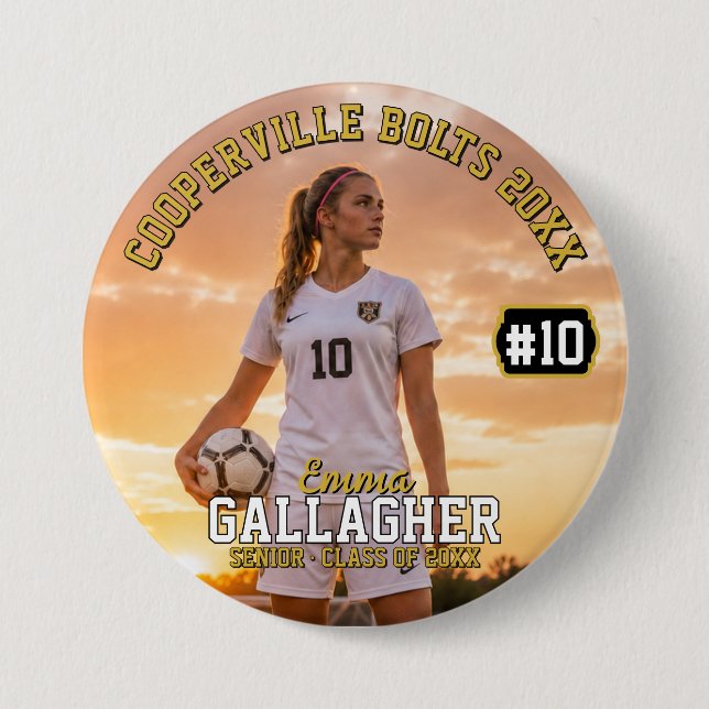 Personalisierter Fußball-Foto-Button Button (Vorderseite)