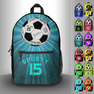 Personalisierter Fußball-Geburtstag    Alter Name  Bedruckter Rucksack