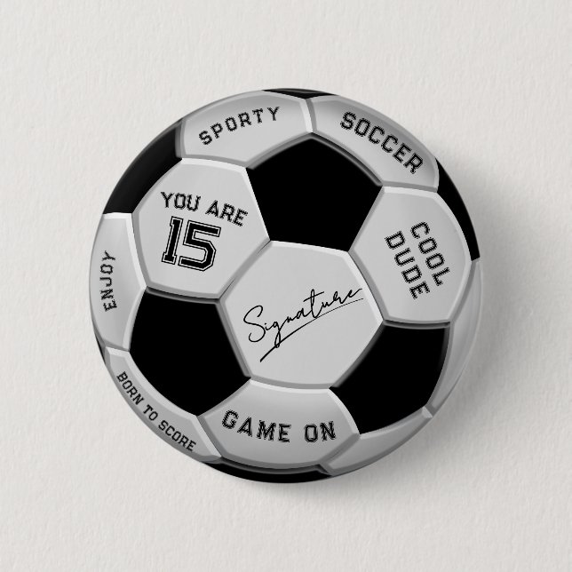 Personalisierter Fußball-Geburtstag  | Alter Name  Button (Vorderseite)