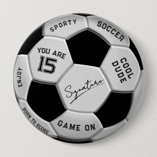 Personalisierter Fußball-Geburtstag Alter Name Button