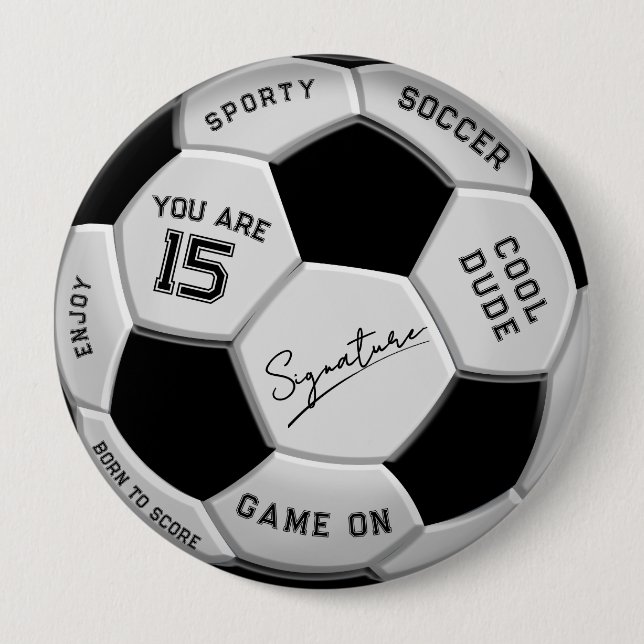 Personalisierter Fußball-Geburtstag  | Alter Name  Button (Vorderseite)