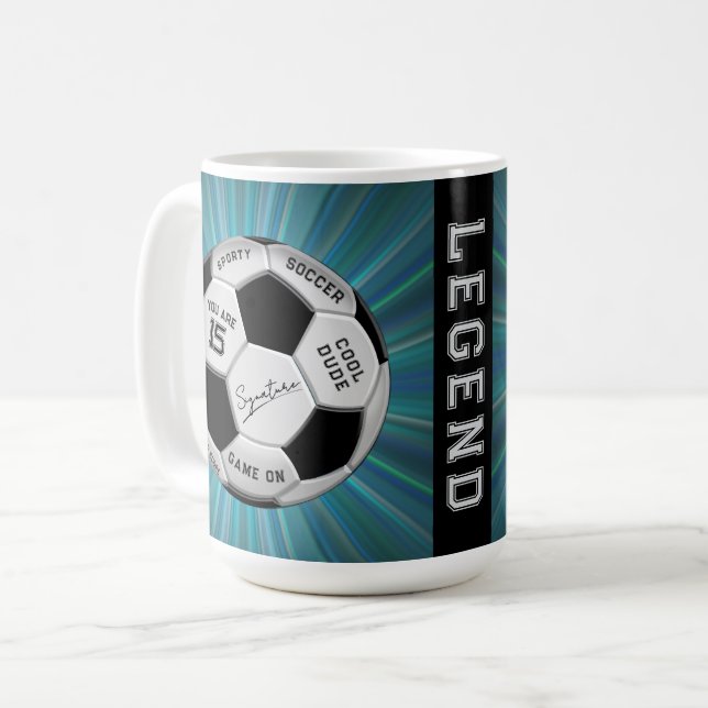 Personalisierter Fußball-Geburtstag  | Alter Name  Kaffeetasse (Vorderseite Links)