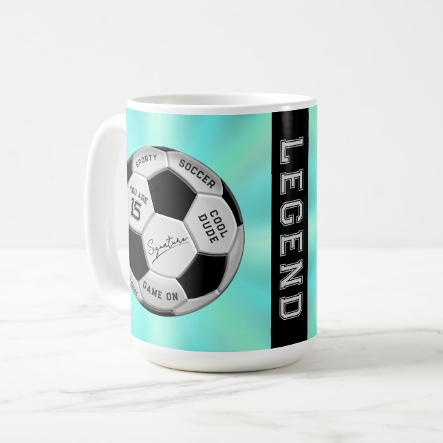 Personalisierter Fußball-Geburtstag  | Alter Name  Kaffeetasse (Vorderseite Links)