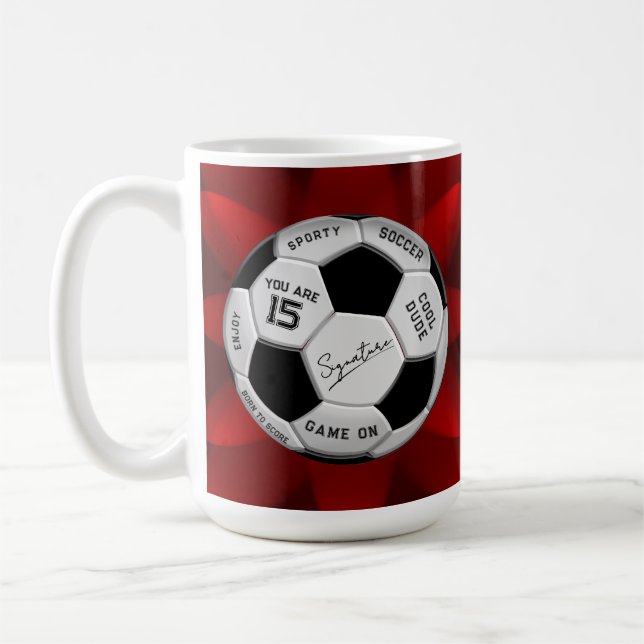 Personalisierter Fußball-Geburtstag  | Alter Name  Kaffeetasse (Links)