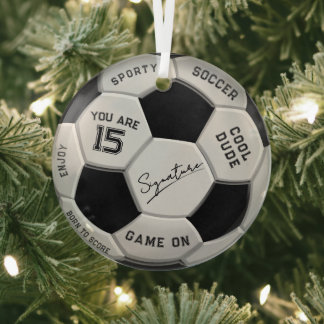Personalisierter Fußball-Geburtstag  | Alter Name  Ornament Aus Glas
