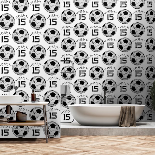 Personalisierter Fußball-Geburtstag  | Alter Name  Tapete (Badezimmer)