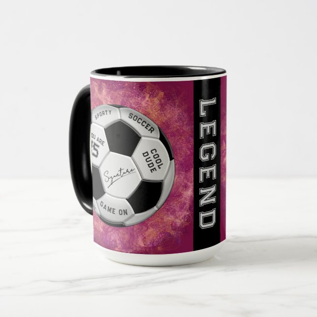 Personalisierter Fußball-Geburtstag  | Alter Name  Tasse (Vorderseite Links)