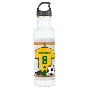 Personalisierter Fußball-Jersey-Gelb Edelstahlflasche