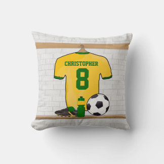 Personalisierter Fußball-Jersey-Gelb Kissen
