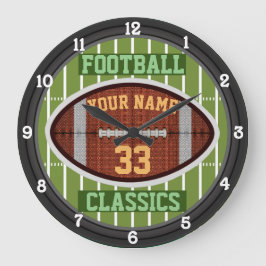 Personalisierter Fußball-Name und Nummer 3.0 Große Wanduhr