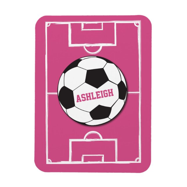 Personalisierter Fußball und Felsrosa Magnet (Vertikal)