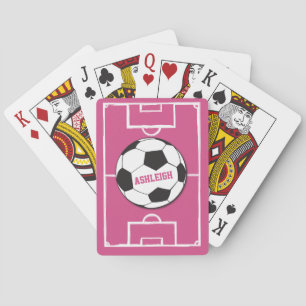 Personalisierter Fußball und Felsrosa Spielkarten