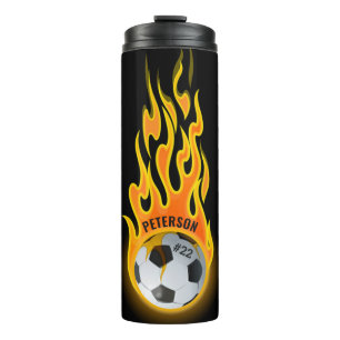 Personalisierter Fußballball im Flammenteam-Spiele Thermosbecher