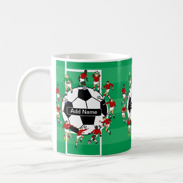 Personalisierter Fußballball und -spieler Tasse (Links)