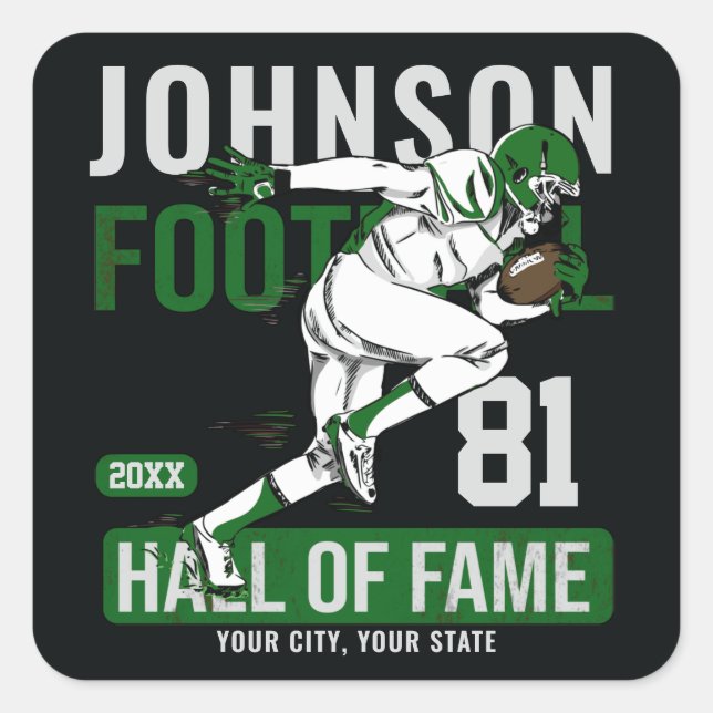 Personalisierter Fußballspieler Quadratischer Aufkleber (Vorderseite)