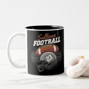 Personalisierter Fußballspieler-Team-Nummernhelm  Zweifarbige Tasse