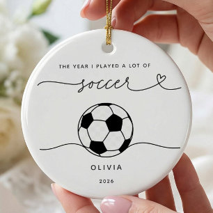 Personalisierter Fußballspieler-Weihnachtsbaumschm Keramik Ornament