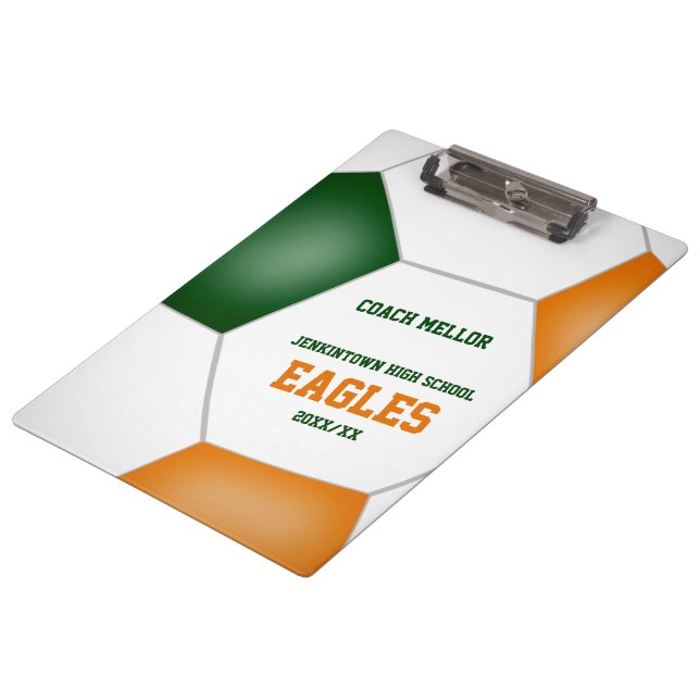 personalisierter Fußballtrainer in den Farben der  Klemmbrett (Schrägansicht)