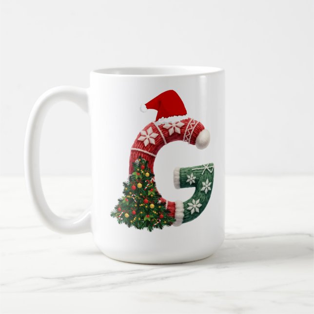 Personalisierter "G"-Weihnachtsbrief Kaffeetasse (Links)