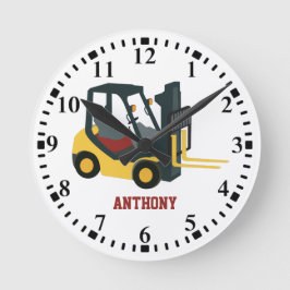Personalisierter Gabelstapler Runde Wanduhr