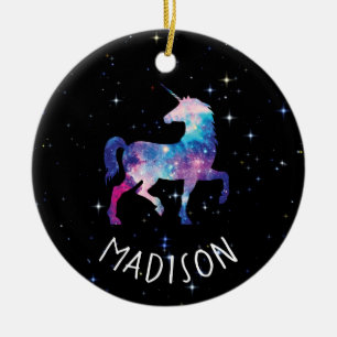Personalisierter GalaxieUnicorn Keramik Ornament