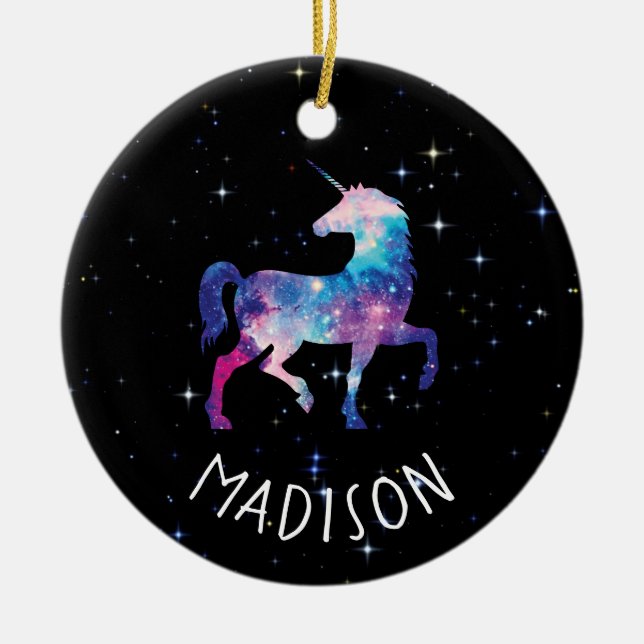 Personalisierter GalaxieUnicorn Keramik Ornament (Vorne)