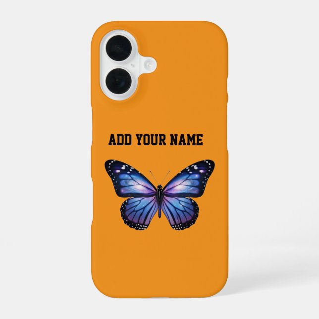 Personalisierter Galaxy-Schmetterling Kosmischer N iPhone 16 Hülle (Rückseite)