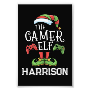 Personalisierter Gamer-Elf-Weihnachts-Video-Gaming Fotodruck
